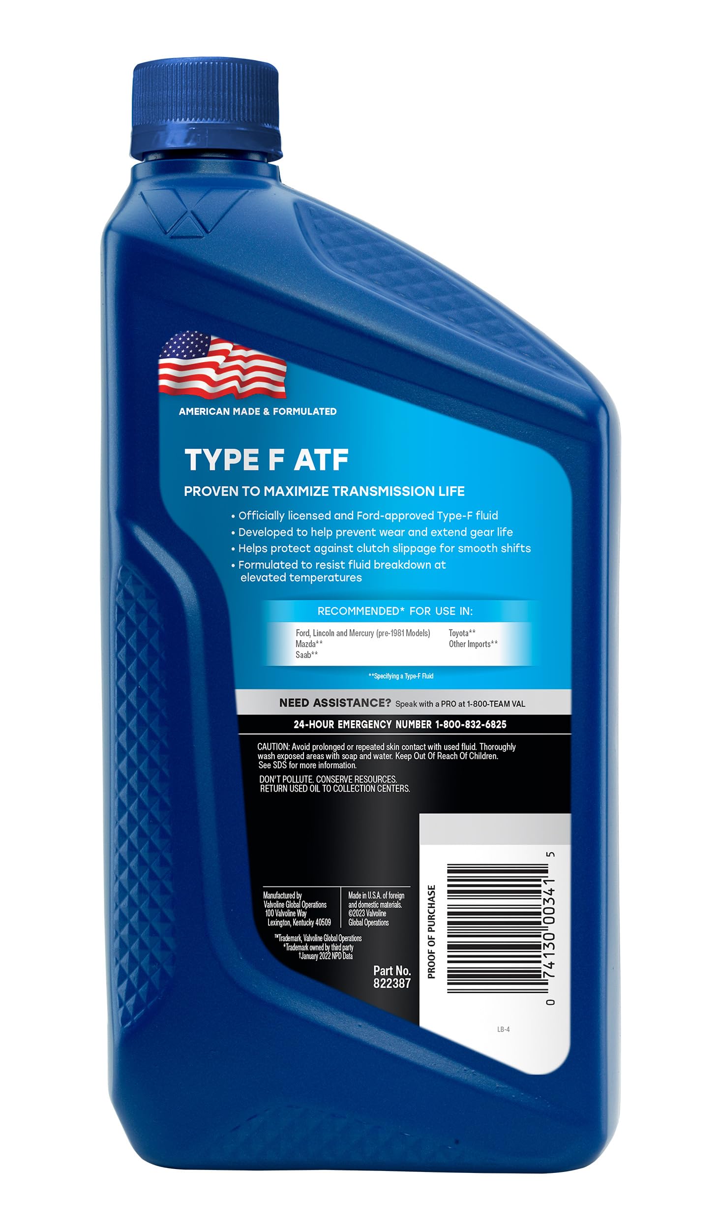 （新品輸入品）Valvoline VV341 ATF タイプF 946ml×６本 Amazon.com: Valvoline Type F Automatic Transmission Fluid 1